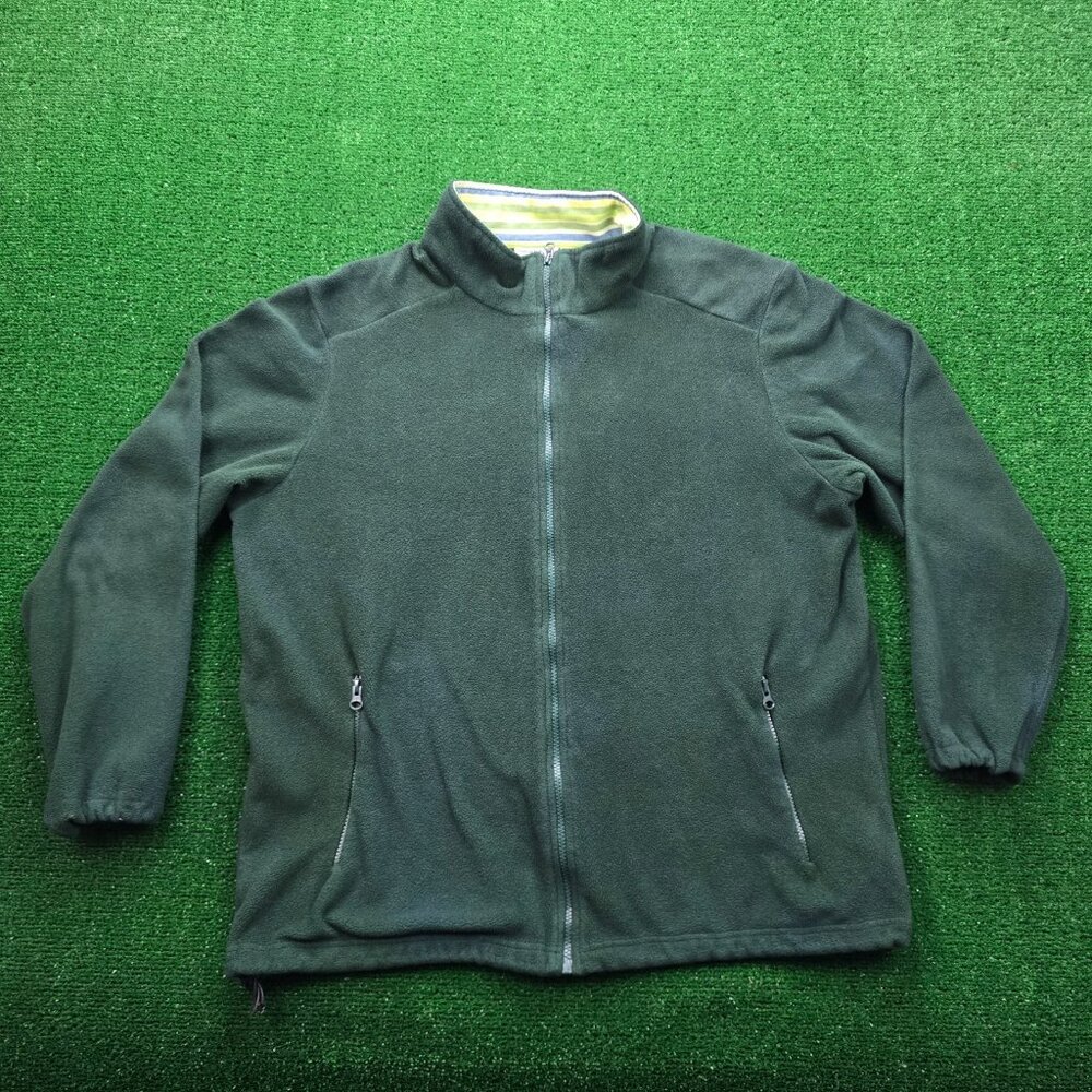 American‎ Rhino Sweatshirt Mens Large Green Full Zip Fleece Long Sleeve Casual